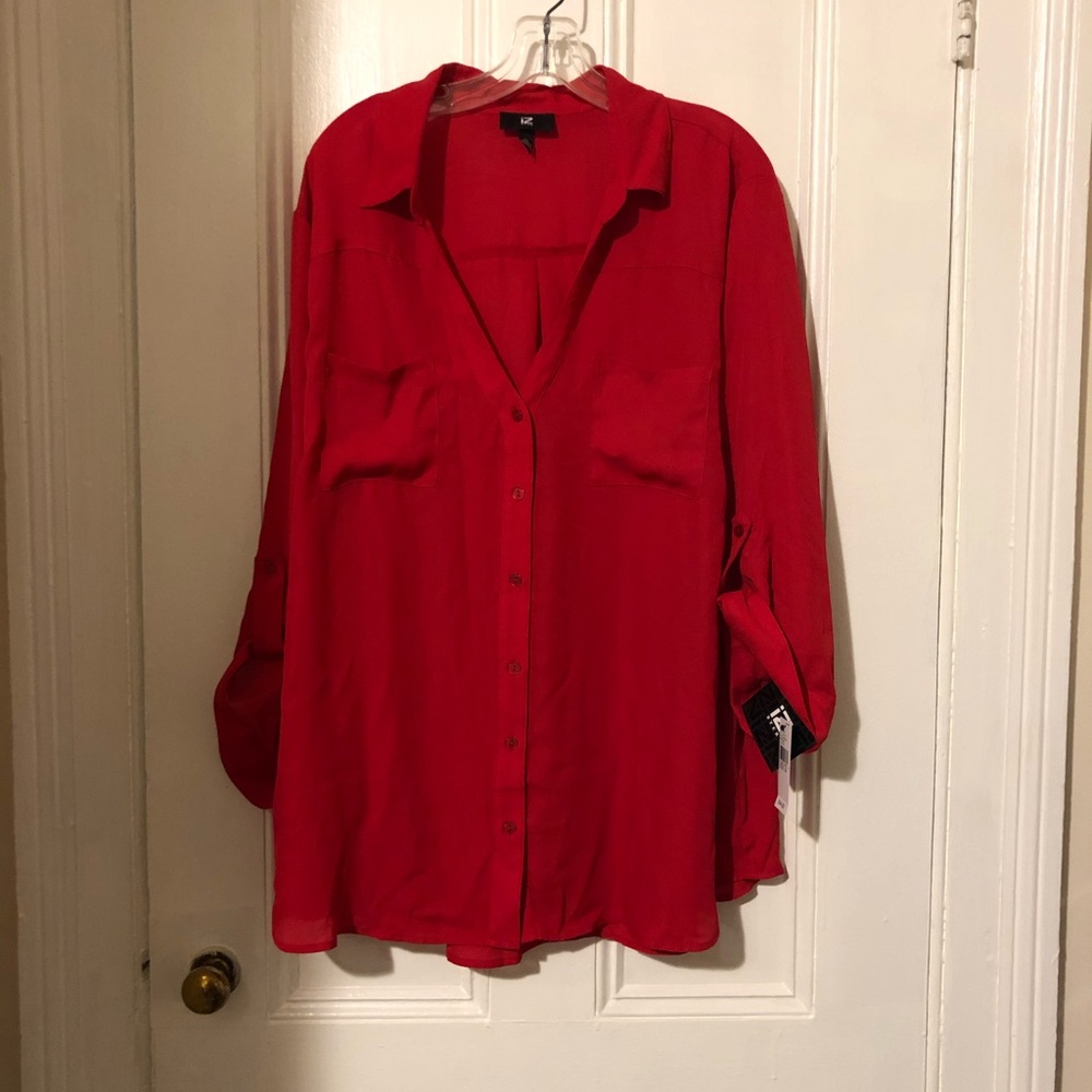 Red button down top